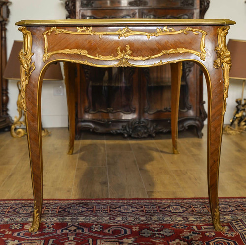 A Louis XV style bureau plat, circa 1880