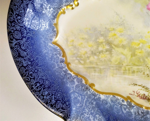 Limoges Porcelain Hand Painted Signed Dish 1915