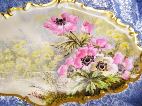 Limoges Porcelain Hand Painted Signed Dish 1915