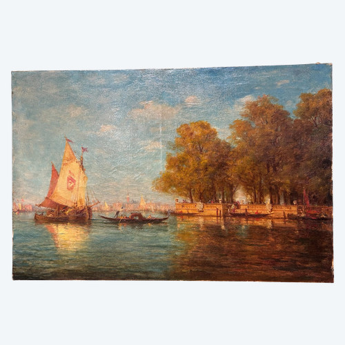 Painting - Oil on canvas View of Venice Attributed to Pazotti End of the 19th century