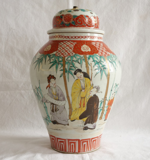 Chinese porcelain vase lamp, famille verte