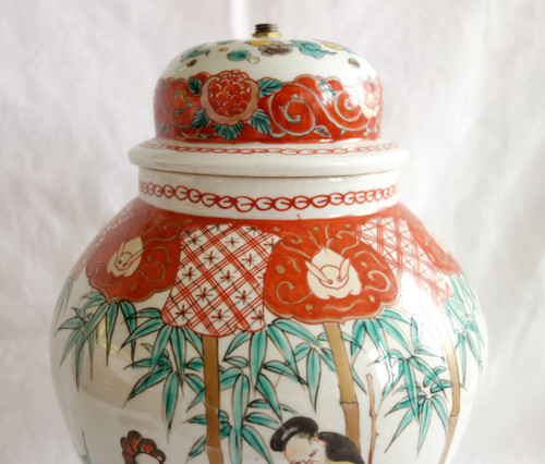 Chinese porcelain vase lamp, famille verte