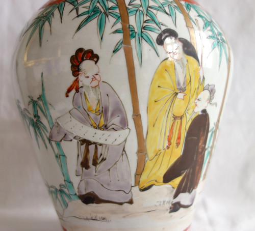 Chinese porcelain vase lamp, famille verte