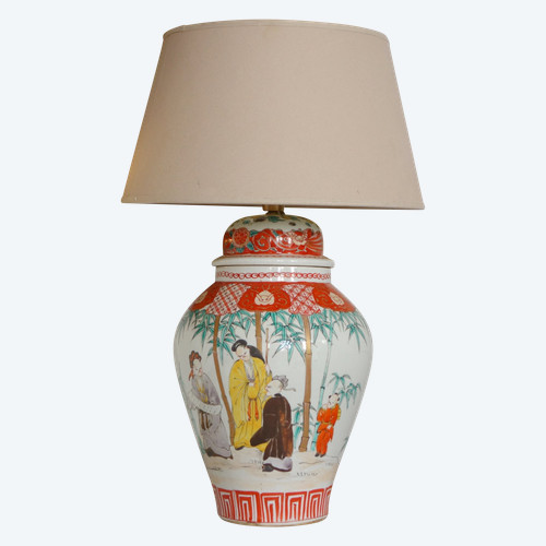 Chinese porcelain vase lamp, famille verte