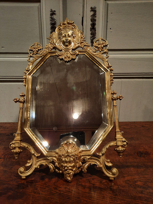 19th century Regency style bronze living room mirror.