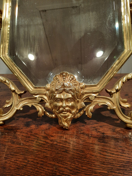 19th century Regency style bronze living room mirror.