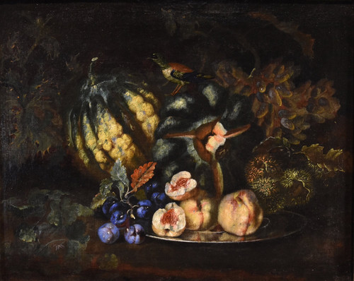 Still Life Of Fruit With Green Woodpecker, Franz Werner Von Tamm (hamburg 1658 - Vienna 1754) 