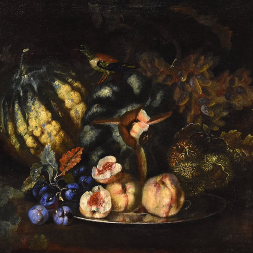 Still Life Of Fruit With Green Woodpecker, Franz Werner Von Tamm (hamburg 1658 - Vienna 1754) 