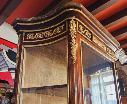 Louis XVI-style mahogany, gilt bronze and varnished Martin display case