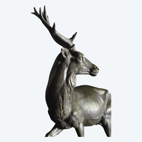 Grand bronze animalier / cerf / gruet jeune fondeur 