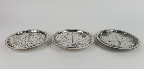 Set of three Art Nouveau silver-plated plates by Gallia Christofle