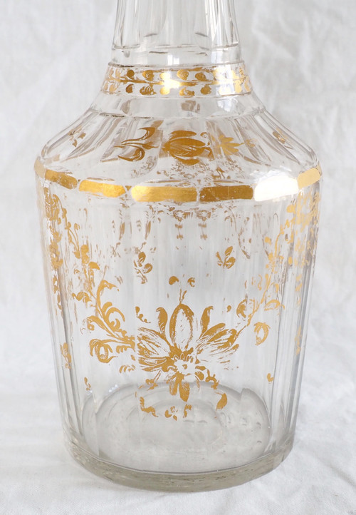 Carafe d'époque Louis XVI en verre taillé et doré - XVIIIe siècle