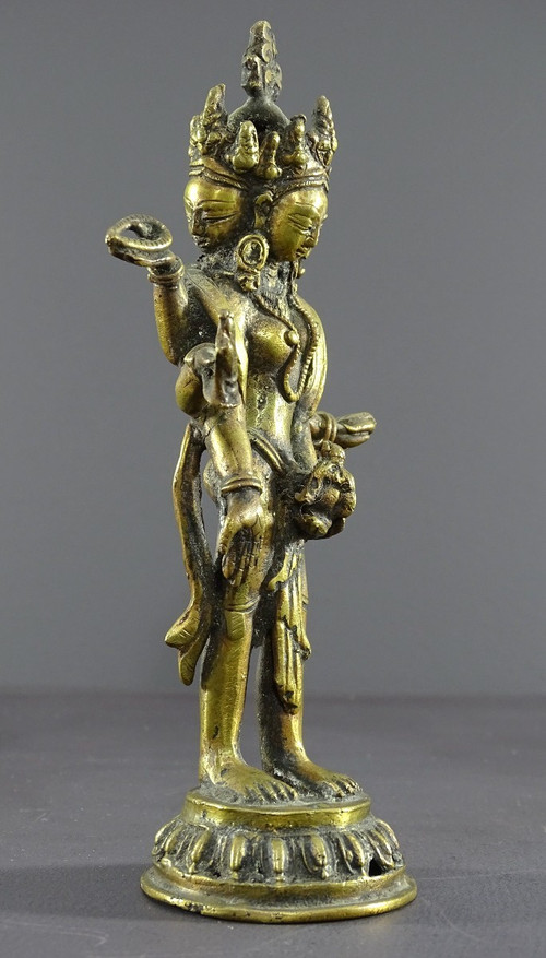 Sino-Tibetan Art, Mid-20th Century, Statue Of The Goddess Avalokiteshvara, Bodhisattva.