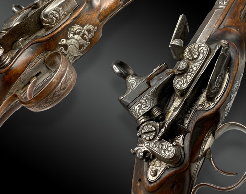 Pair of luxury flintlock pistols by Joseph LLINAROS Spain circa 1800