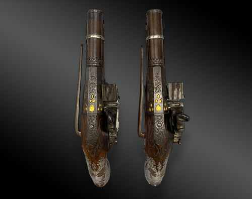 Pair of luxury flintlock pistols by Joseph LLINAROS Spain circa 1800