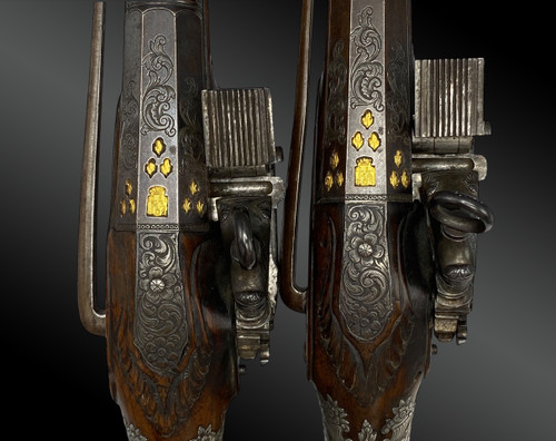 Pair of luxury flintlock pistols by Joseph LLINAROS Spain circa 1800