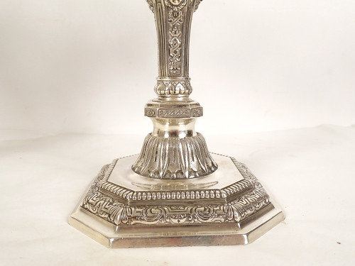 Pair of 2-light candelabra Louis XIV Christofle Dupérier Silver-plated metal 20th century