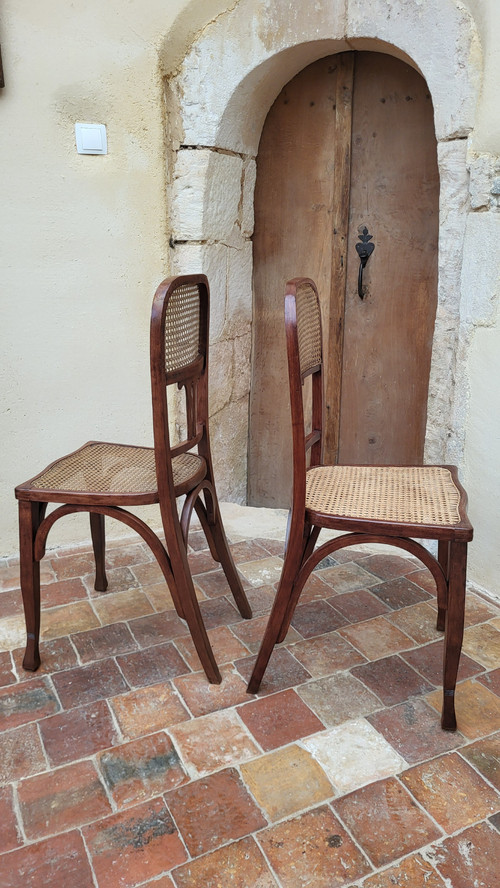 2 Chaises Art Nouveau en bois courbé