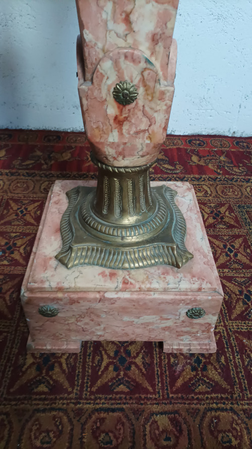 High column in pink marble and bronze, Louis XVI style