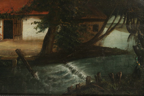 The House by the River Flemish school of the 18th-century oil on panel