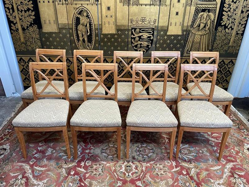 Set of 9 Louis XVI-Directoire style chairs