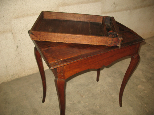 18th century Louis XV small fruitwood bureau table with 1 drawer