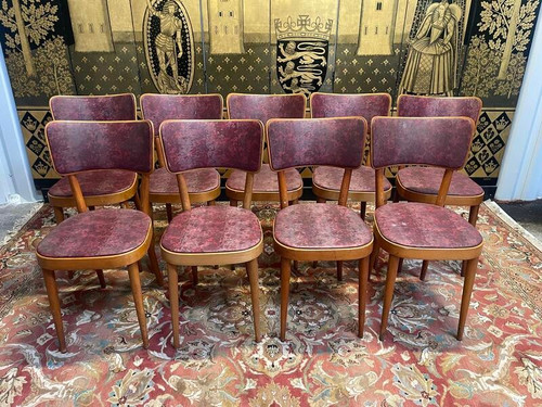 Suite de 9 chaises de bistrot Baumann 