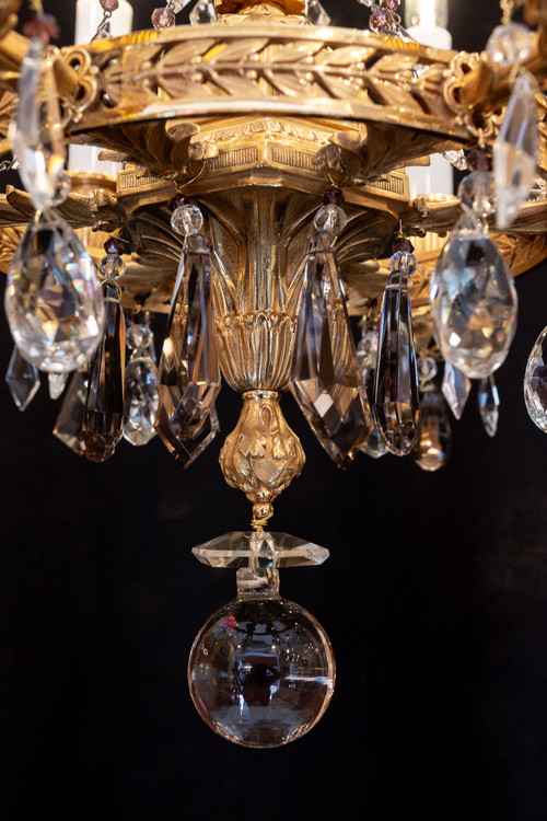 Revolutionary-style chandelier in chiseled and gilded bronze, 19th century