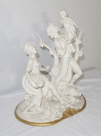  Biscuit group from Capodimonte, signed C. Villari – XXth