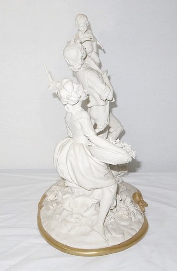  Biscuit group from Capodimonte, signed C. Villari – XXth