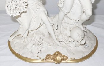  Biscuit group from Capodimonte, signed C. Villari – XXth