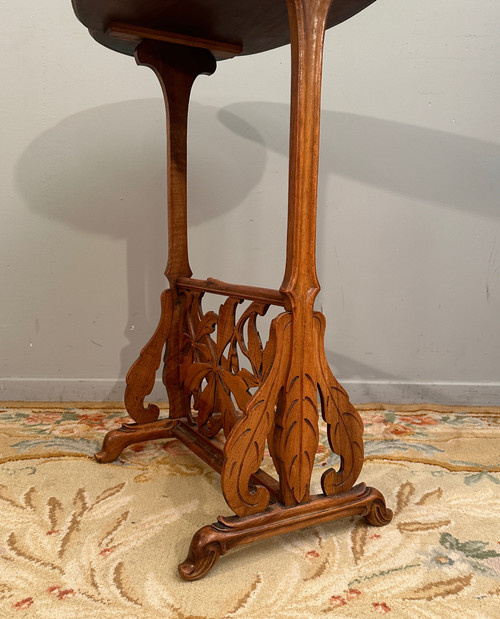 Emile Gallé, Rare Art Nouveau Swallows pedestal table (1846 - 1904)