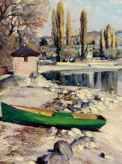 Paul Lépinard (1887-1963), Oil On Panel Lake View Signed