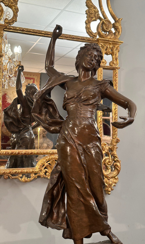 Important Bronze Sculpture Fête Des Fleurs By Alexandre Levasseur 19th century (90 cm)