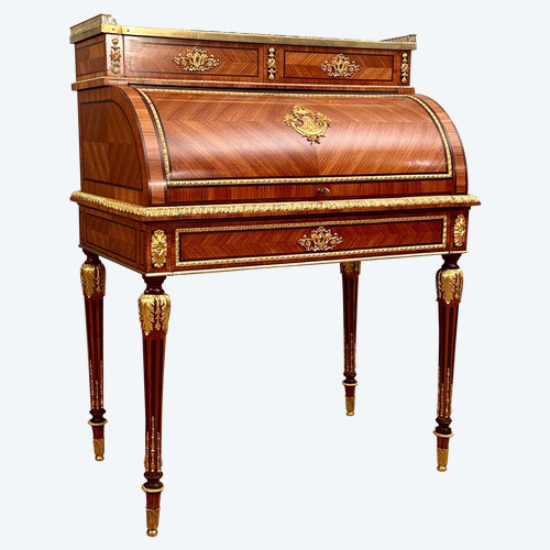 Louis XVI Style Inlaid Cylinder Desk Napoleon III Period