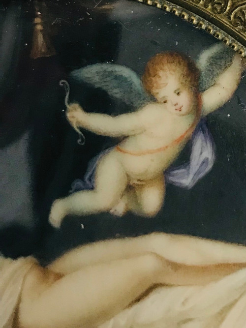 Miniatura mitologia allegoria dell'amore Eros Cupido Psiche