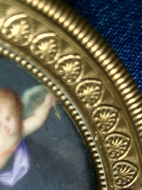 Miniatura mitologia allegoria dell'amore Eros Cupido Psiche