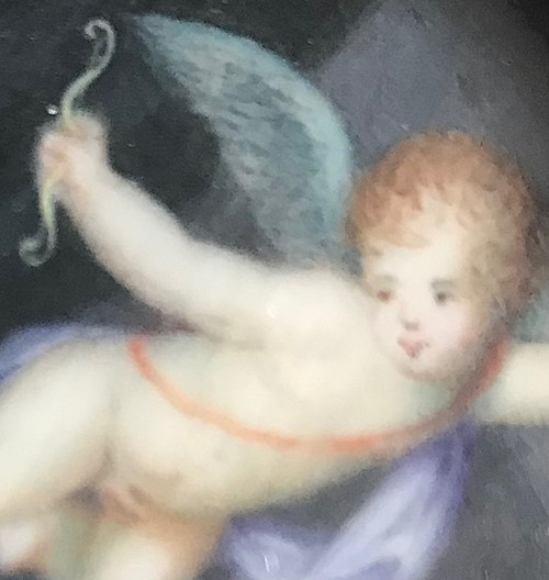 Miniatura mitologia allegoria dell'amore Eros Cupido Psiche