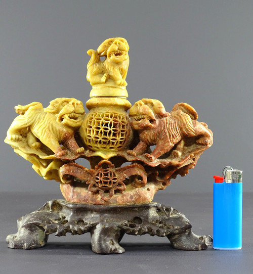 China, 1950s/1960s, Hard Stone Perfume Burner Depicting A Covered Pot With Openwork Body.