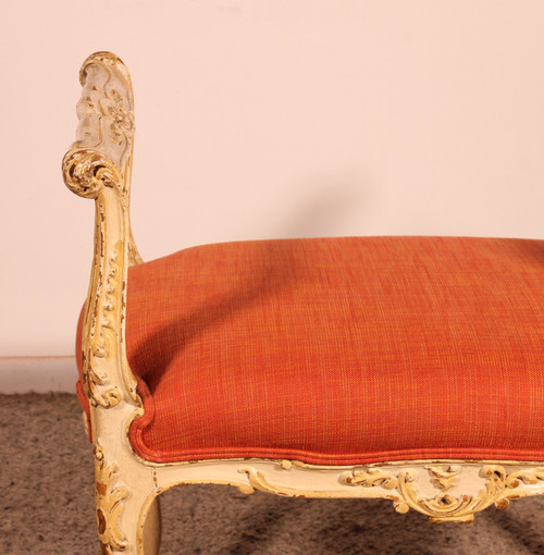 Small Polychrome Wooden Bench - 19th Century