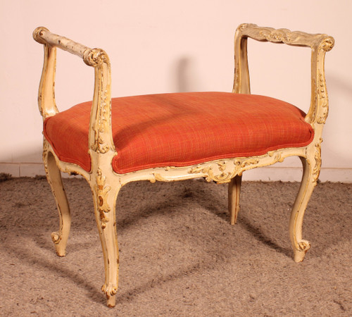 Small Polychrome Wooden Bench - 19th Century