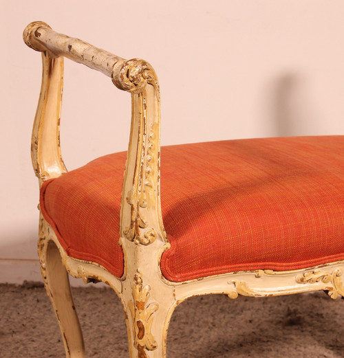 Small Polychrome Wooden Bench - 19th Century