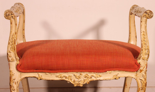 Small Polychrome Wooden Bench - 19th Century