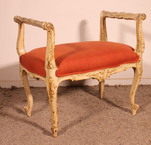 Small Polychrome Wooden Bench - 19th Century