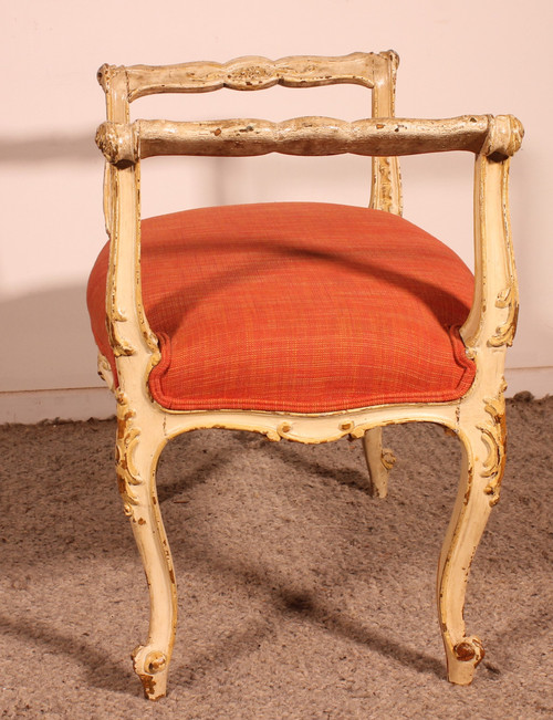 Small Polychrome Wooden Bench - 19th Century