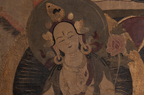 Thangka tibétain représentant un bouddha. Fin XIXe siècle. LS53681809I