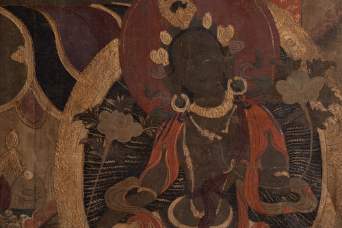 Thangka tibétain représentant un bouddha. Fin XIXe siècle. LS53681809I