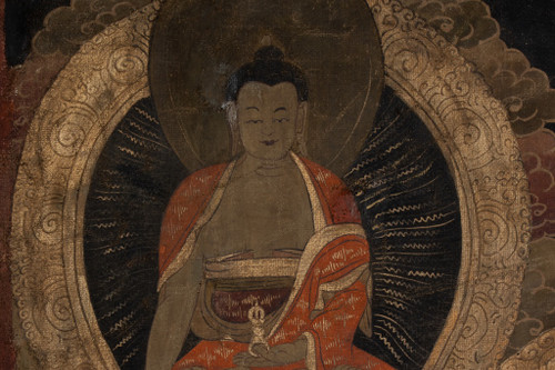 Thangka tibétain représentant un bouddha. Fin XIXe siècle. LS53681809I