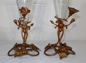 Paire de Vases en Cristal, époque Art Nouveau – 1900