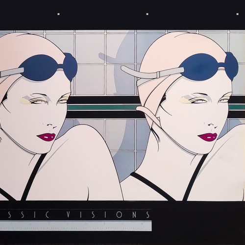 Litografia originale degli anni '70 di Patrick Nagel "Nuotatori", splendida e rara.